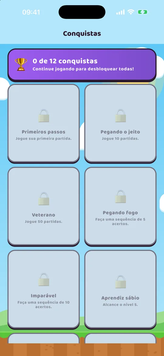 Lista de conquistas para desbloquear