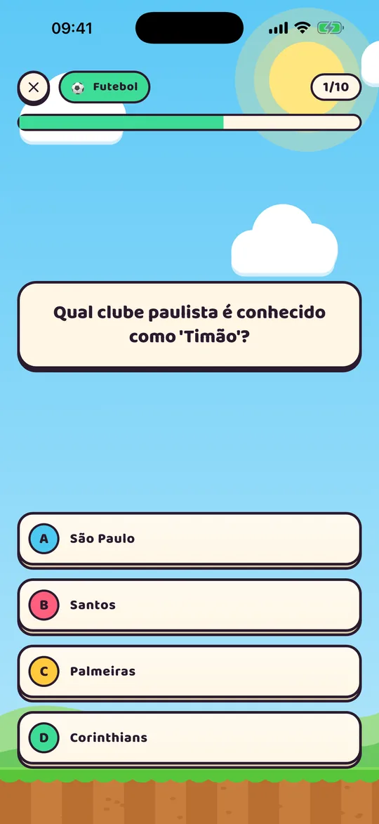 Pergunta de futebol com quatro alternativas de resposta